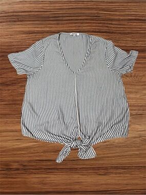 Madewell Navy & White Striped Novel Tie-front Top Size Small